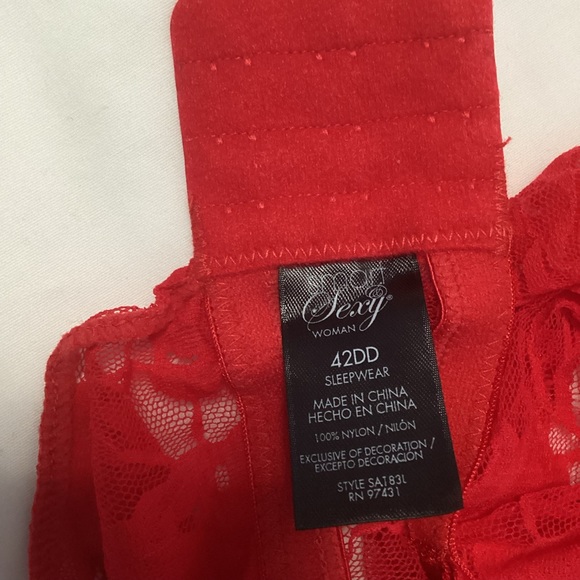 SMART & SEXY: red all lace sleepwear lingerie. 42DD - Picture 4 of 5